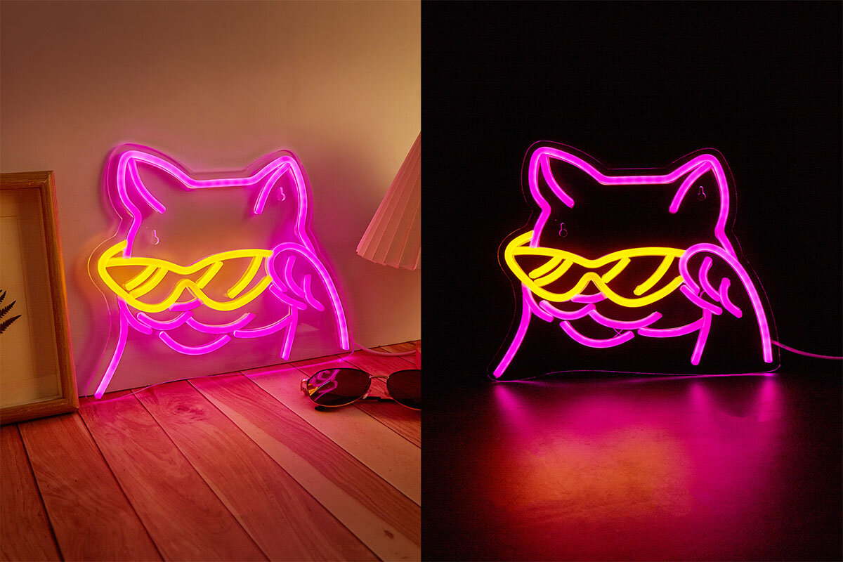 Neon LED MANTA Kot kolorowymi przewodami LED intensywne barwy