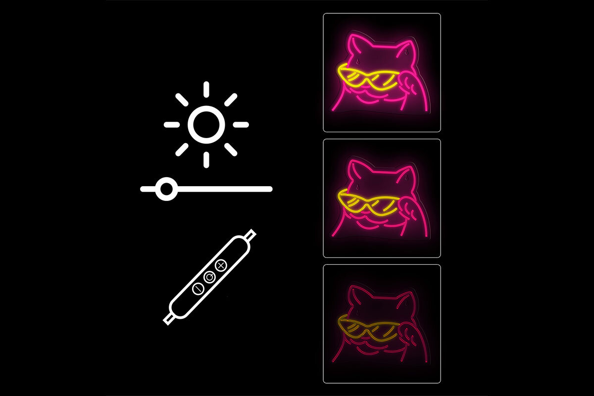 Neon LED MANTA Kot włącznikowi regulatorowi jasności dostosować światło 2-metrowy kabel