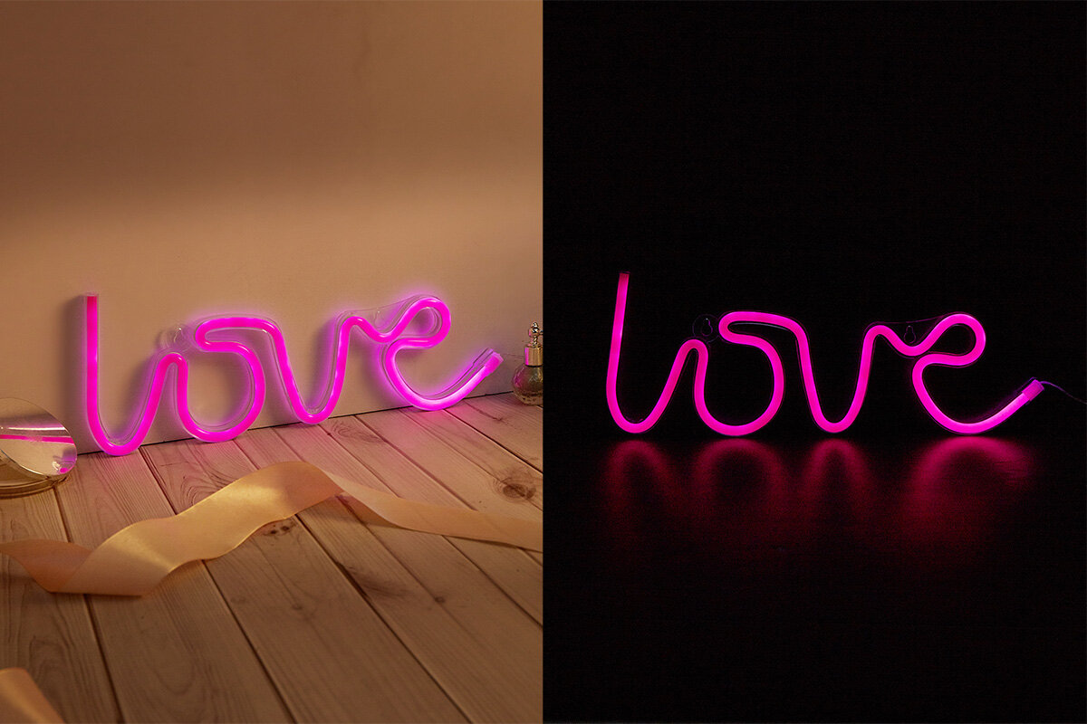 Neon LED MANTA Love intensywnymi i wyrazistymi kolorami unikalnego charakteru oświetlenia dekoracyjną mocnym barwom Technologia LED oszczędność energii
