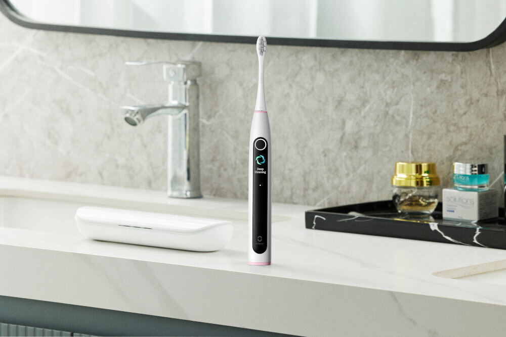 Szczoteczka soniczna OCLEAN X Lite Szary poprawa codziennej pielęgnacji zębów prędkość 72 000 ruchów na minutę skuteczne usuwanie płytki nazębnej oraz innych zanieczyszczeń czyste bardziej lśniace zęby