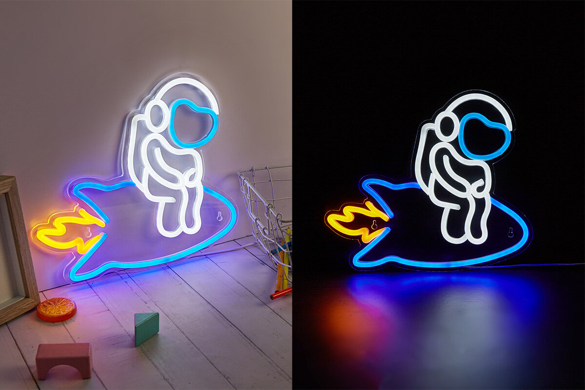 Neon LED MANTA Astronauta kolorowymi przewodami LED intensywne barwy