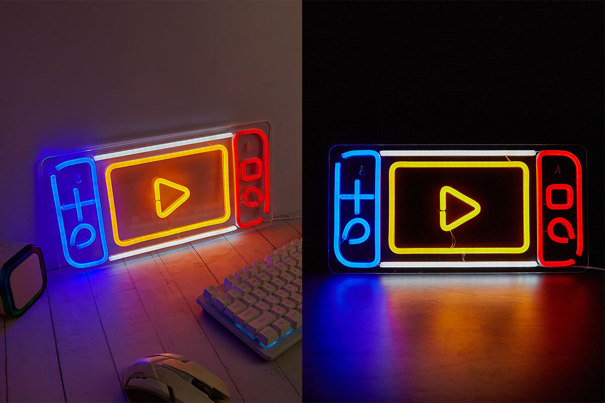 Neon LED MANTA Konsola żywe kolory energooszczędna efektownym oświetleniem podstawie z pleksi