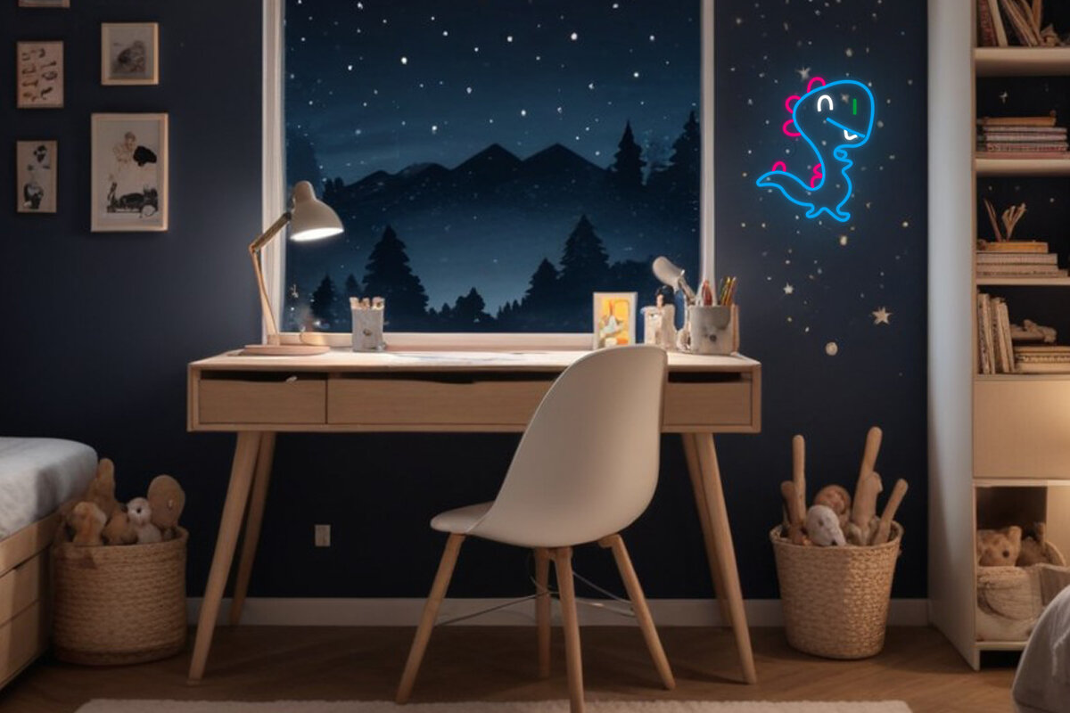 Neon LED MANTA Dinozaur kolorowymi przewodami LED intensywne barwy