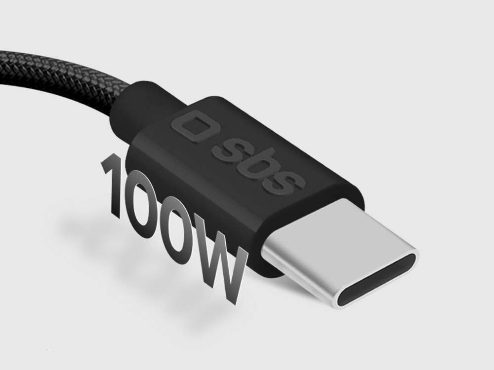 Kabel SBS USB-C obsługuje ładowanie do 100W Power Delivery do szybkiego i bezpiecznego ładowania smartfonów, tabletów i laptopów.