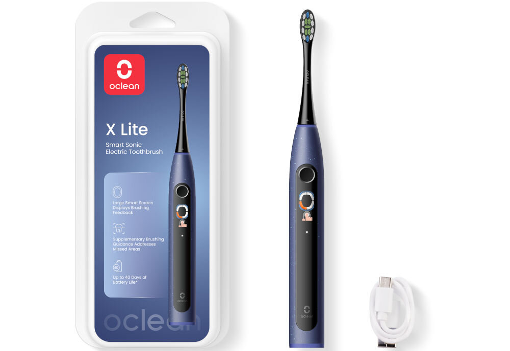 Szczoteczka soniczna OCLEAN X Lite Niebieski przewód USB-A/USB-C dokumentacja