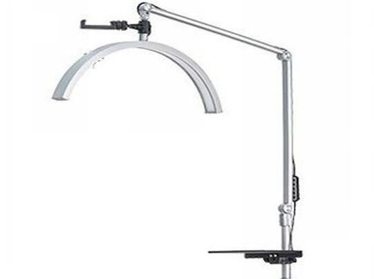 Lampa LED do paznokci MICHAEL MARINELLI GX530R Biały srebrna lampa uchwyt na telefon białe tło płynna regulacja jasności światła precyzyjne dostosowanie intensywności oświetlania 10 poziomów regulacji możliwość zmiany o 10% wizażystka tatuator