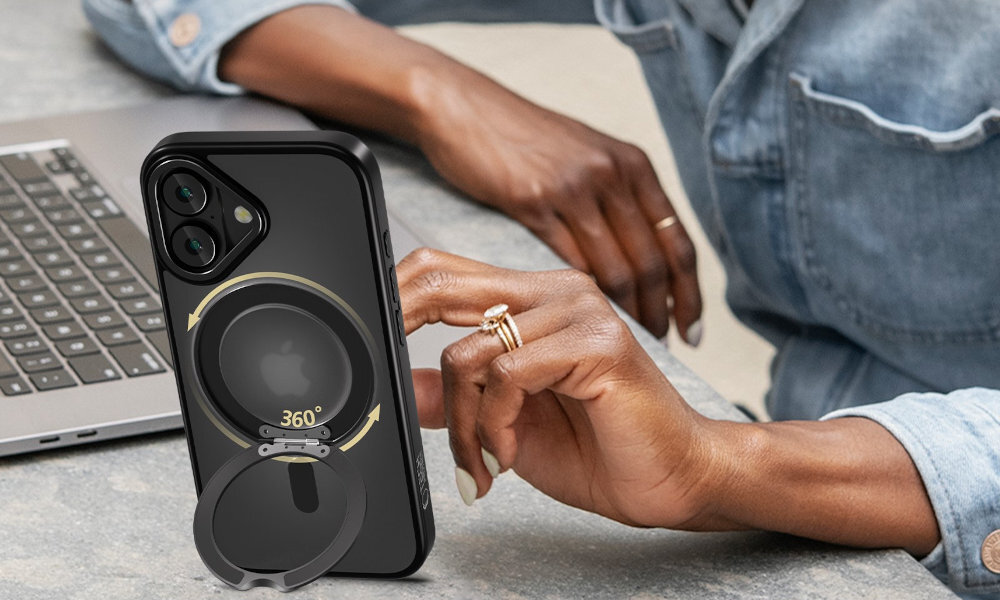 Etui TECH-PROTECT AirStand360 MagSafe obrotowy ring pełna rotacja o 360 stopni podstawkę stabilny uchwyt na palec element kompatybilny z systemem MagSafe