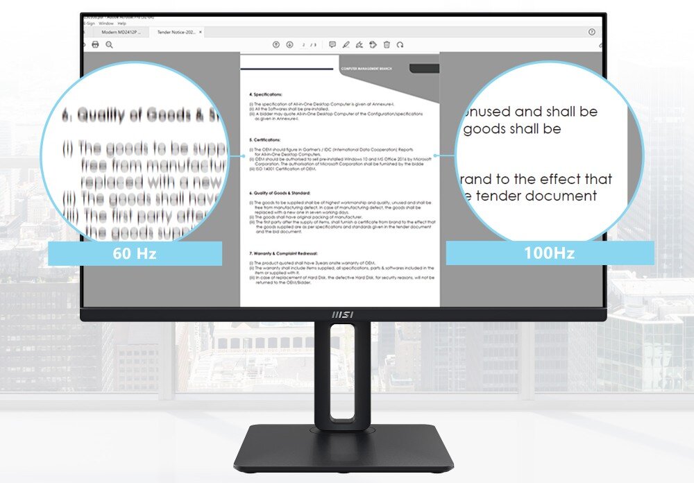 Monitor MSI Pro MP275P 27 1920x1080px IPS 100Hz 1 ms [MPRT] płynność odświeżanie czas reakcji synchronizacja