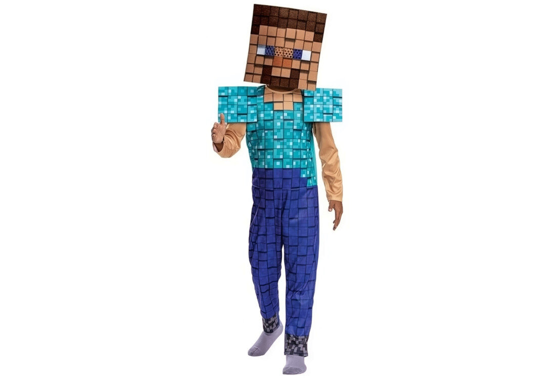Strój karnawałowy DISGUISE Minecraft Steve 125-135 cm Dopasowanie do wieku dziecka dla dzieci w wieku 4–6 lat wzrost zakres swoboda ułatwienie