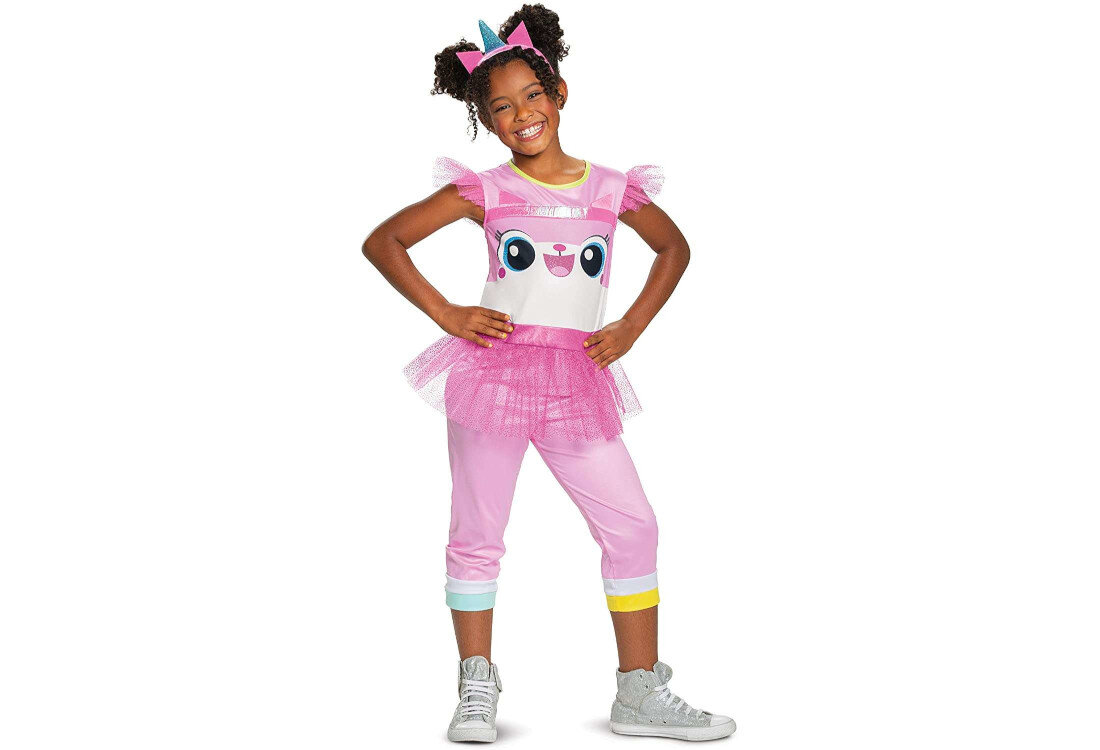 Strój karnawałowy DISGUISE Lego Przygoda Unikitty Kicia Rożek 110-122 cm Zestaw gotowy do użycia  opaska z uszkami kotka i rogiem jednorożca pełną stylizację