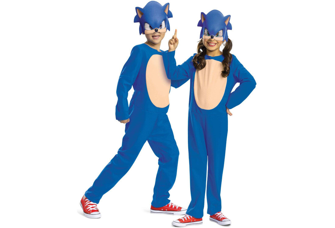 Strój karnawałowy DISGUISE Jeż Sonic 125-135 cm wygląd design tło wizualizacja Radość z przebierania