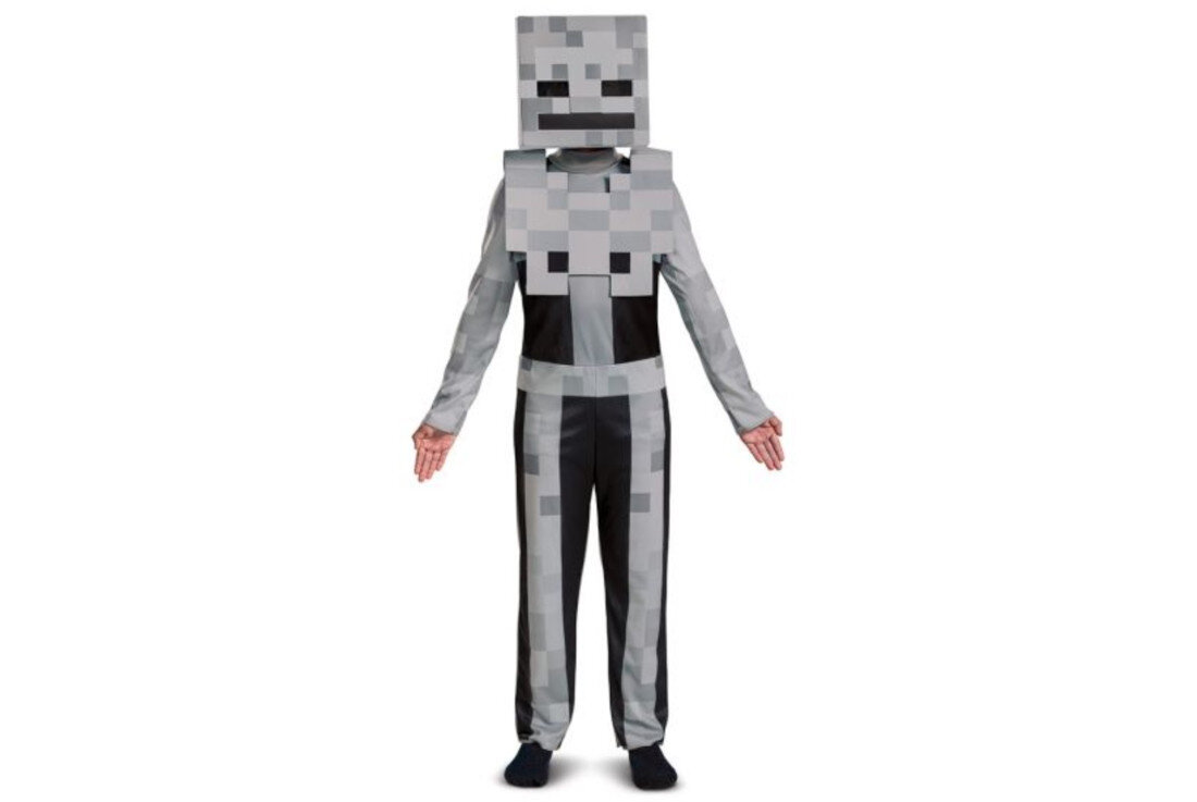 Strój karnawałowy DISGUISE Minecraft Skeleton Biały 134-146 cm wygląd design prezentacja wizualizacja tło Karnawałowa przygoda z gry
