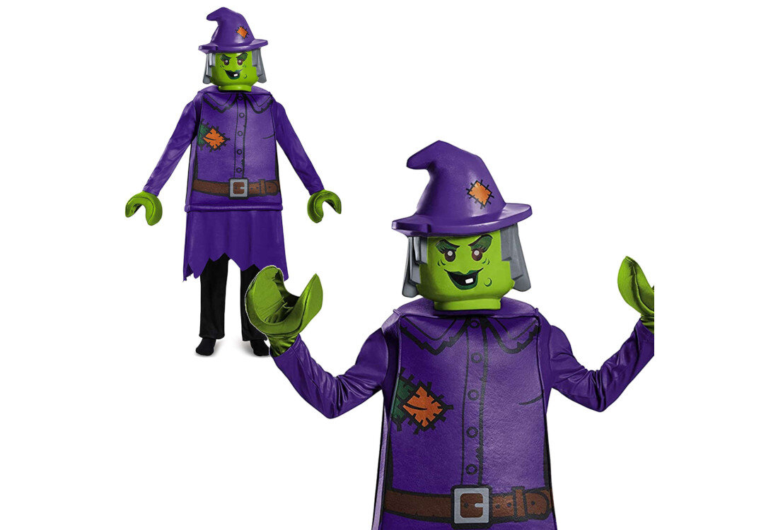Strój karnawałowy DISGUISE Lego Wiedźma 110-122 cm Dla wieku 4–6 lat wiek zakres dopasowanie swoboda zabawa potrzeby