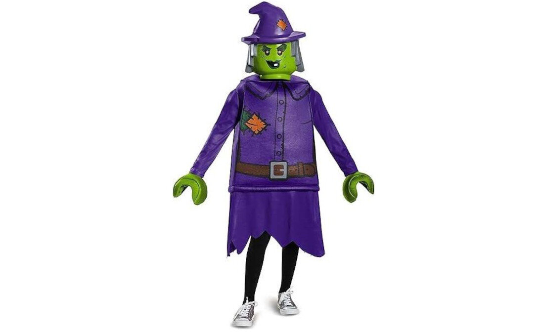 Strój karnawałowy DISGUISE Lego Wiedźma 110-122 cm Kompletny wygląd bohatera tunikę, maskę spodnie  bez potrzeby dokupowania dodatków