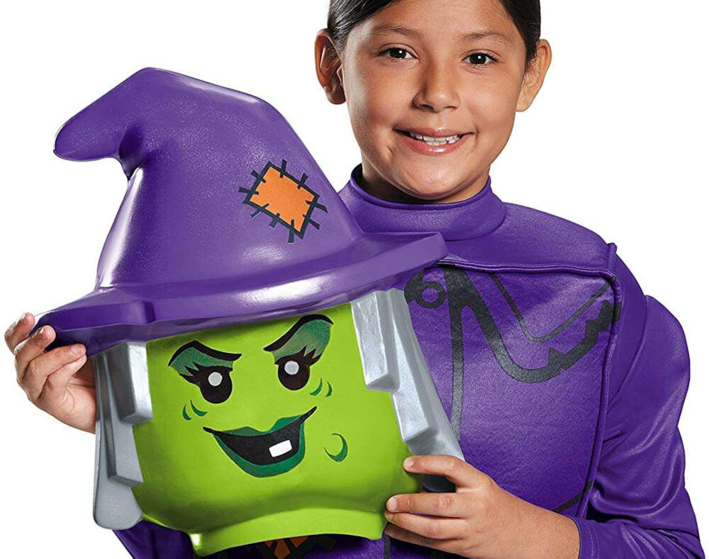 Strój karnawałowy DISGUISE Lego Wiedźma 110-122 cm Komfort noszenia Miękkie materiały gąbka w masce  Siateczka na wysokości oczu w masce