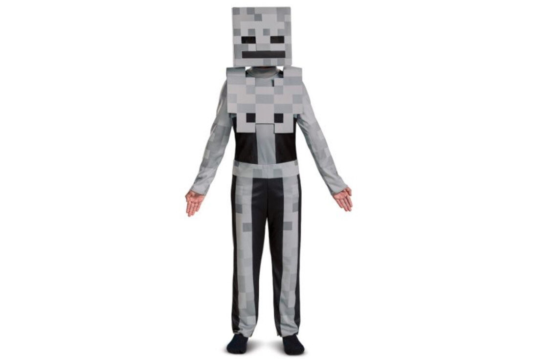 Strój karnawałowy DISGUISE Minecraft Skeleton Biały 110-122 cm wygląd design prezentacja wizualizacja tło Karnawałowa przygoda z gry