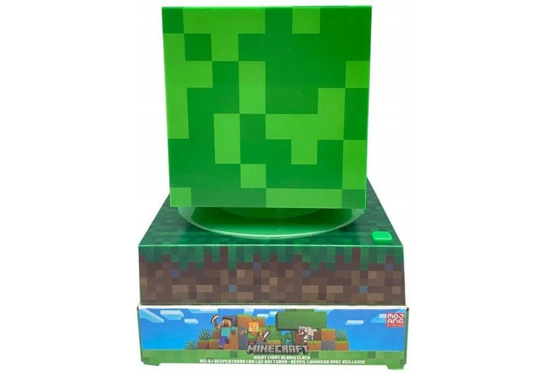 Zabawka budzik z lampką nocną KIDS EUROSWAN Minecraft MIN3020 Zasilanie bateryjne 3 baterie AA Brak kabla wygodne rozwiązanie porządek