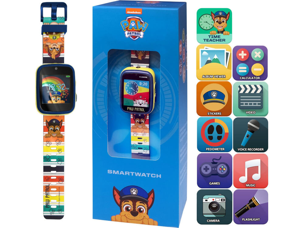 Smartwatch KIDS EUROSWAN Psi patrol PW19836rozrywka praktyczne funkcje kamera robienie zdjęć nagrywanie filmów uwiecznienie niezapomnianych chwil sześć wciągających gier długie godziny zabawy rejestrator głosu nagrywanie odtwarzanie monitor aktywności śledzenie kroków opcje personalizacji idealny towarzysz