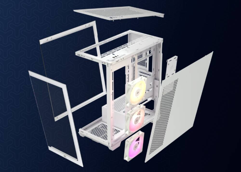Obudowa CORSAIR 3500X ARGB Biały szklane panele szkło hartowane