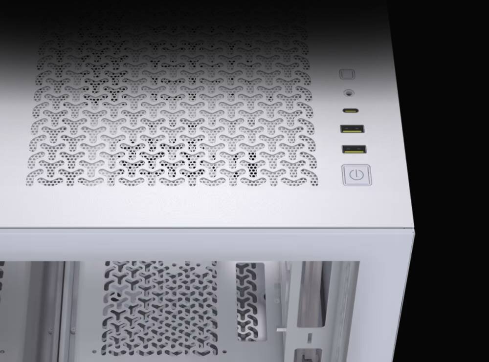 Obudowa CORSAIR 3500X ARGB Biały porty złącza przyciski obsługa