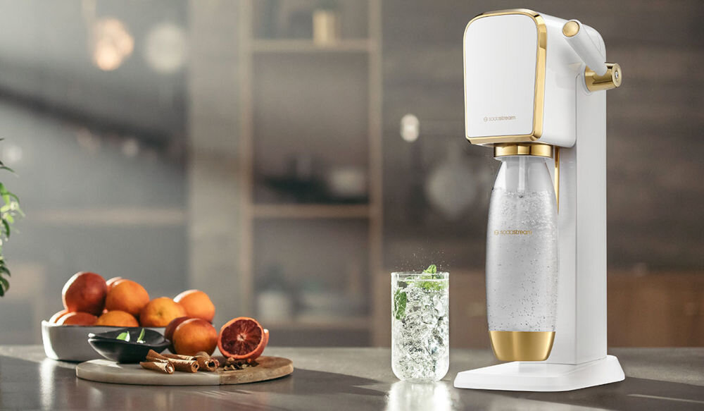 Saturator SODASTREAM Art Biało-złoty design ekspres do wody gazowanej art