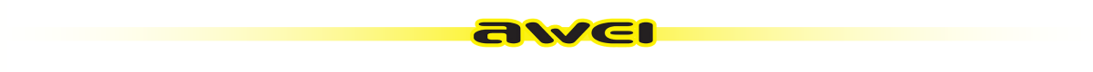 Logo z napisem \'awei\' w kolorze czarnym na żółtym tle.