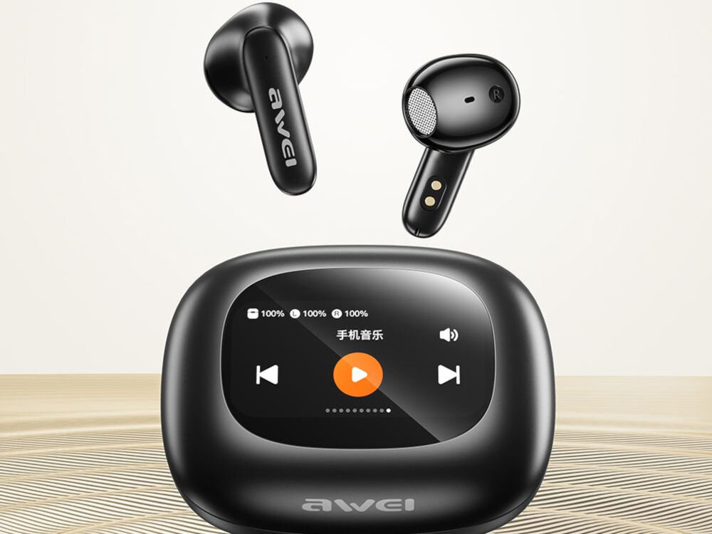 Słuchawki AWEI TP97 Bluetooth długi czas pracy bateria 50 mAh etui 300 mAh, słuchawki z etui ładującym od frontu