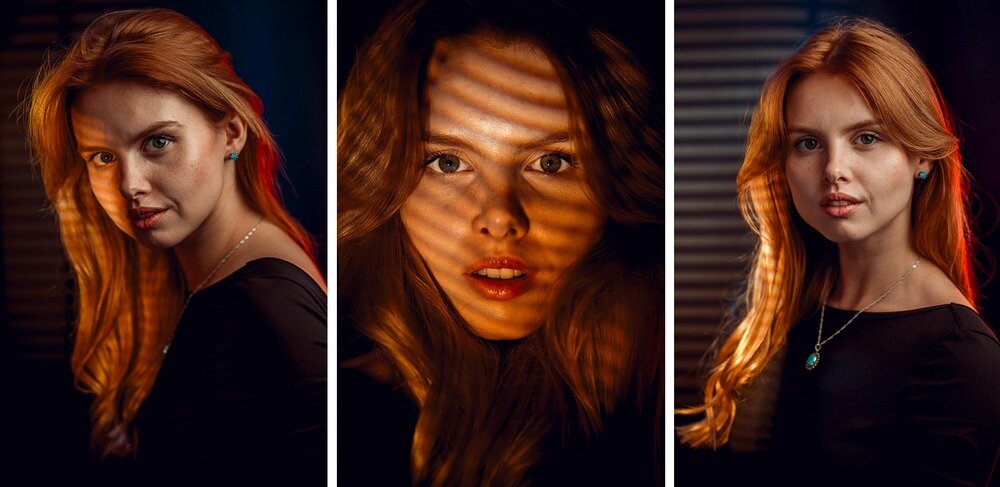 Fotograf montuje metalową przysłonę z wzorem do strumienicy świetlnej Newell Perseo-33 podczas przygotowania oświetlenia