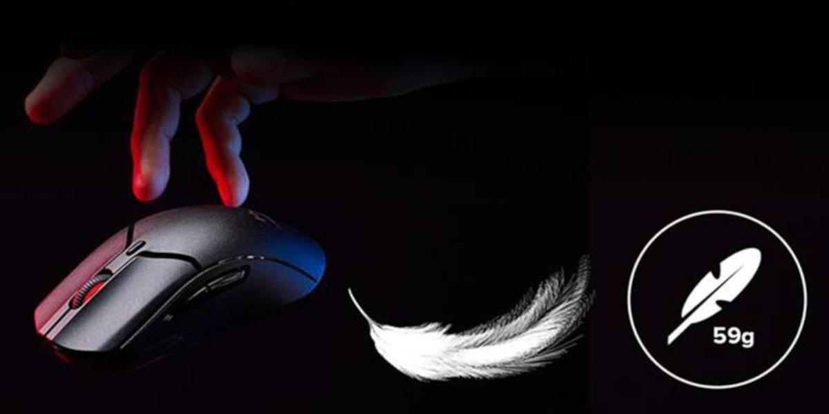 HYPERX Pulsefire Haste 2 Mini zamkniętej obudowy 59 g - myszka obok pióro i napisz 59 g