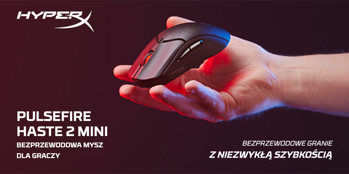 HYPERX Pulsefire Haste 2 Mini - myszka w ręce człowieka