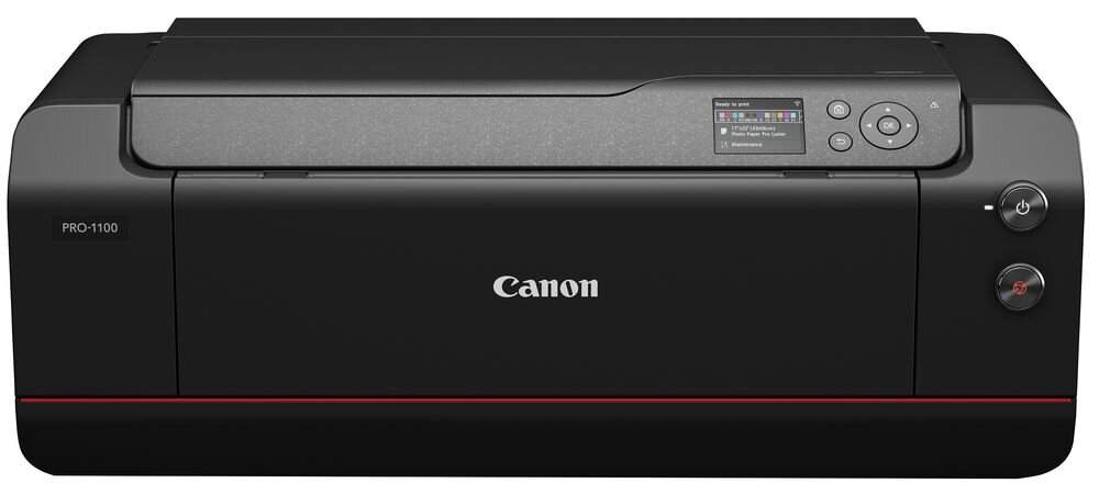 Drukarka CANON imagePROGRAF PRO-1100 Wi-Fi drukarka na białym tle od przodu łączność Wi-Fi Ethernet stabilna komunikacja