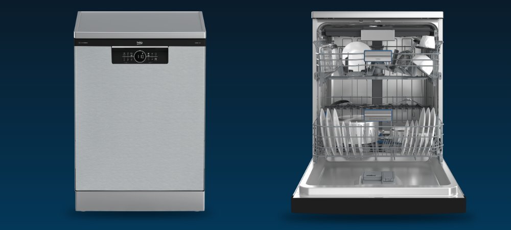 ZMYWARKA BEKO BDFN26647XC 6 programów dopasowanie cyklu rodzaj zabrudzenia zużycie 9,5 l wody skuteczne zmywanie czujnik zabrudzenia automatyczna regulacja czas intensywność modułowa szuflada na sztućce łatwe układanie więcej miejsca stalowe dno trwałe higiena łatwe czyszczenie TrayWash mycie blach piekarnika bez szorowania