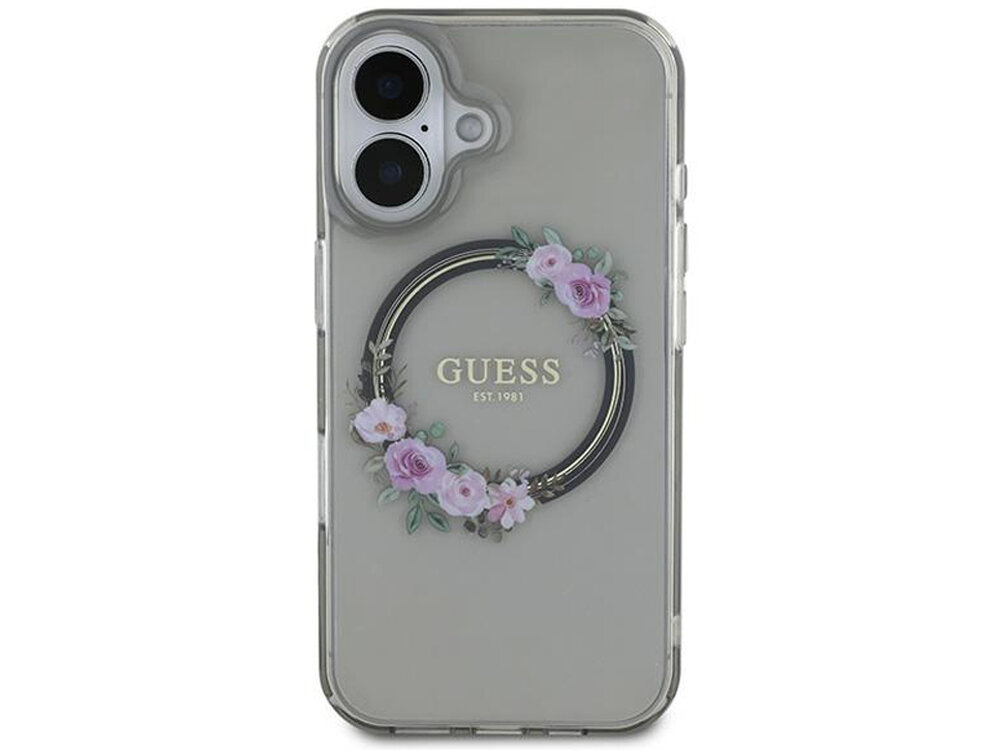 Etui Guess IML Flowers Wreath MagSafe
                boki montaż krawędzie zabezpieczenie tył etui 