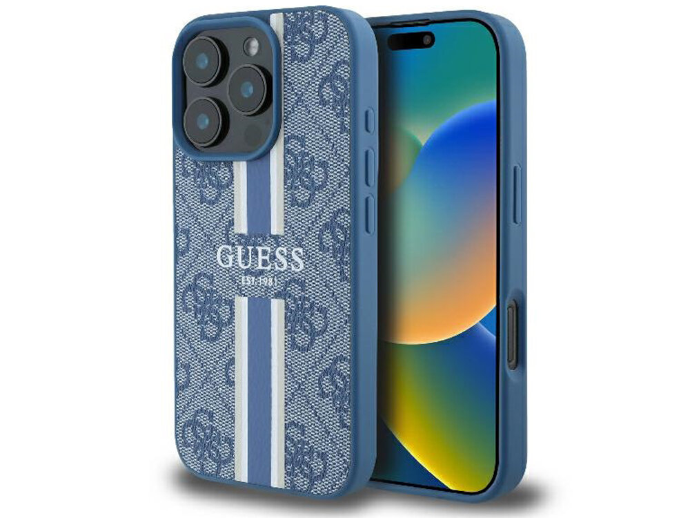 Etui GUESS 4G Printed Stripes MagSafe
                pokrowiec case etui rozwiązania design elegancja funkcjonalność boki montaż krawędzie zabezpieczenie MagSafe magnes ładowanie ochrona
