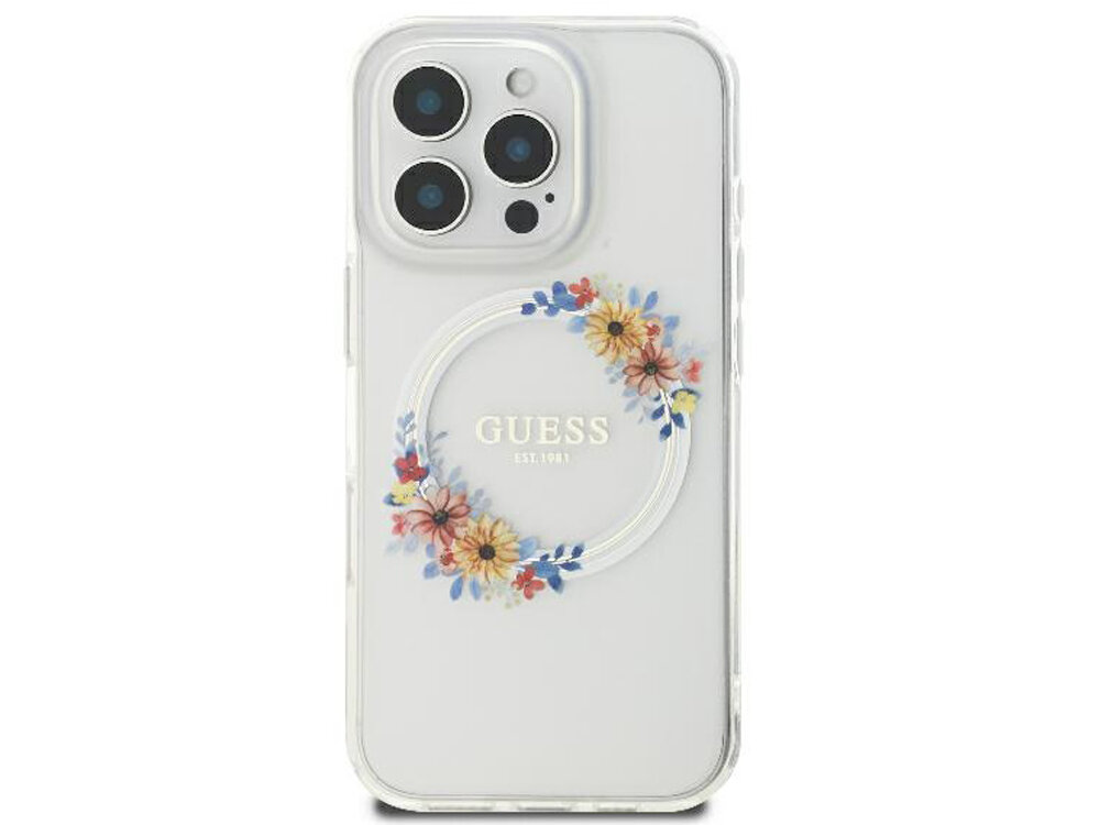 Etui Guess IML Flowers Wreath MagSafe
                rozwiązania design elegancja funkcjonalność magsafe ładowanie tył pod kątem 