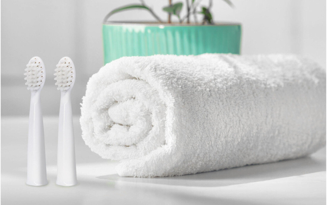 Oryginalna końcówka do szczoteczki INNOGIO GIOsonic (2 szt) Biały (Miękkie włosie) Komfort dopasowany do wieku Dwie wymienne główki wsparcie czyszczenie zdrowe nawyki  od 3 do 12 lat dopasowanie ułatwienie