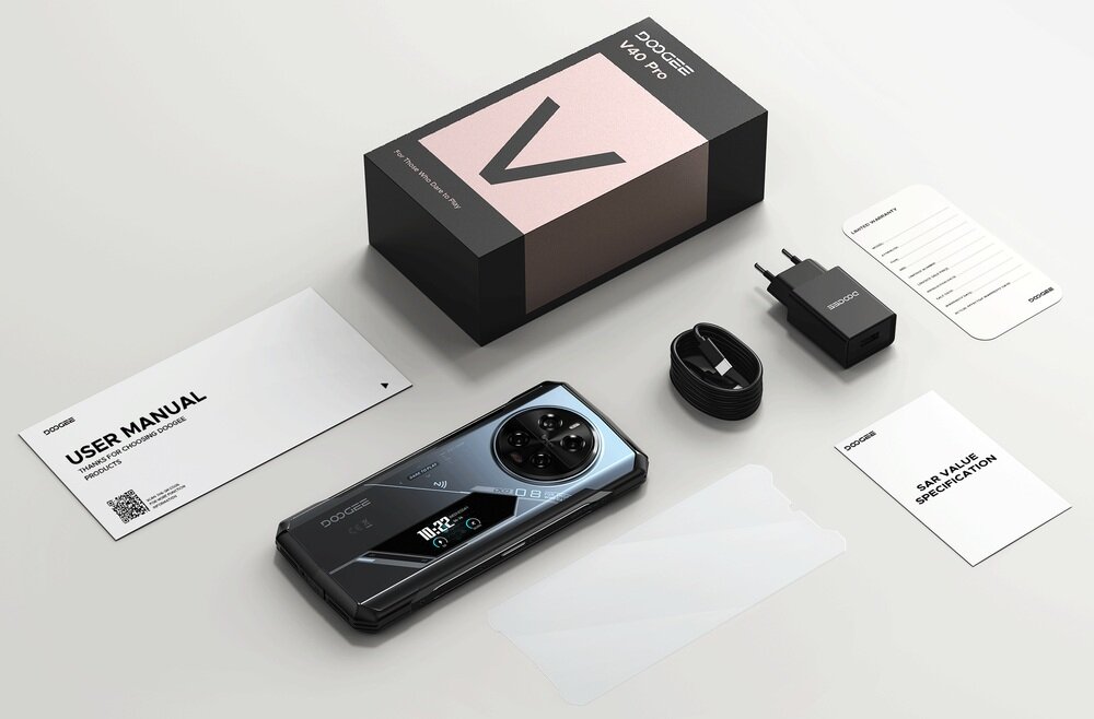 Smartfon DOOGEE V40 Pro zestaw