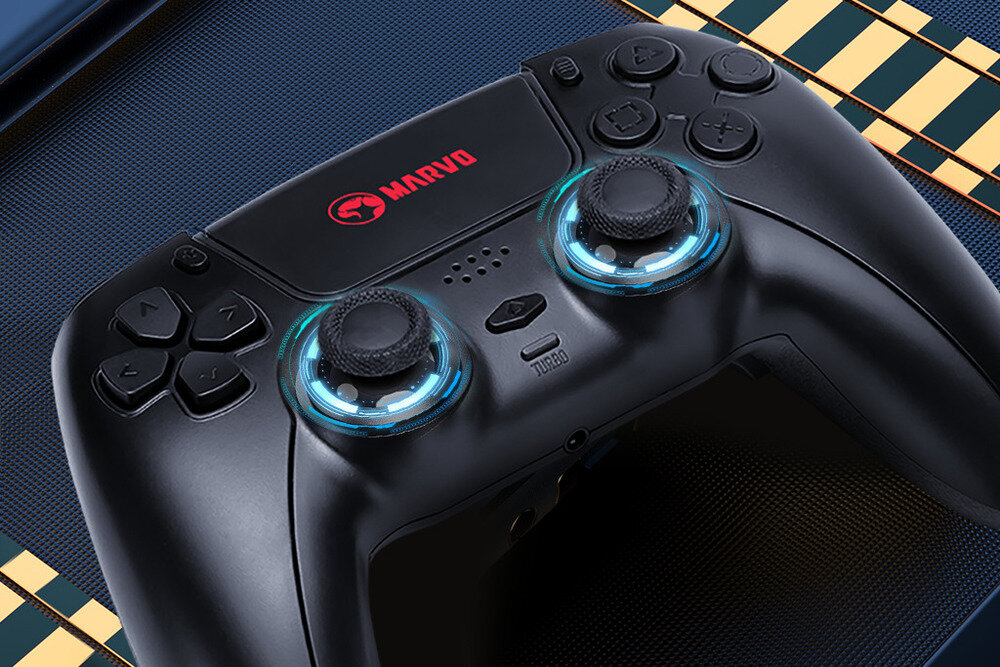 MARVO GT-90 Pact 70 6-osiowy czujnik z czujnikiem przyspieszenia 3D i żyroskopem joystick 3D Sony dwusilnikowy system wibracji - kontroler od góry
