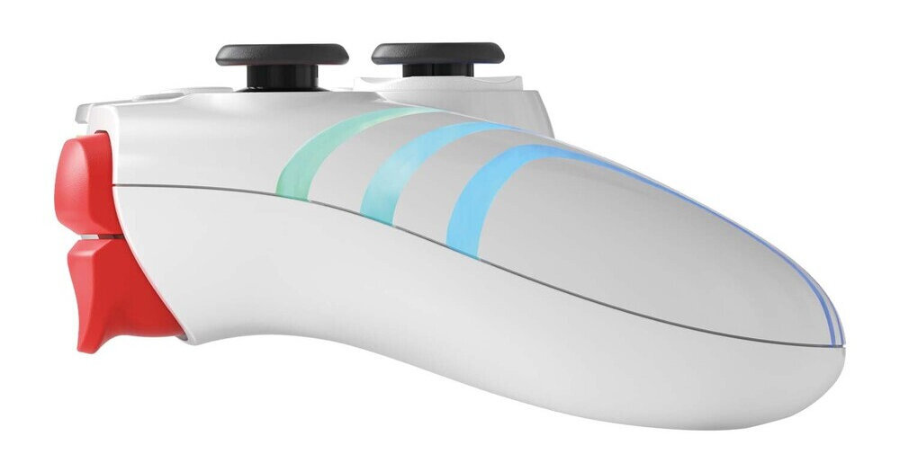 MARVO Monka Contra GT-96 PS4, PS3, Androida, PC, aż po iOS 13+ przełączaniu między trybami D-INPUT i X-INPUT - kontroler od boku na białym tle