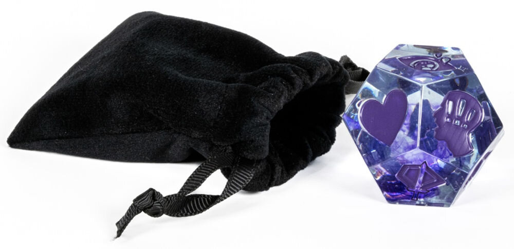Dragon Age: Straż Zasłony Edycja Kolekcjonerska 12-ścienna kostka do wróżenia z wygrawerowanymi unikalnymi symbolami materiałowy woreczek