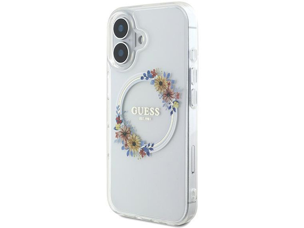 Etui Guess IML Flowers Wreath MagSafe
                rozwiązania design elegancja funkcjonalność magsafe ładowanie tył pod kątem