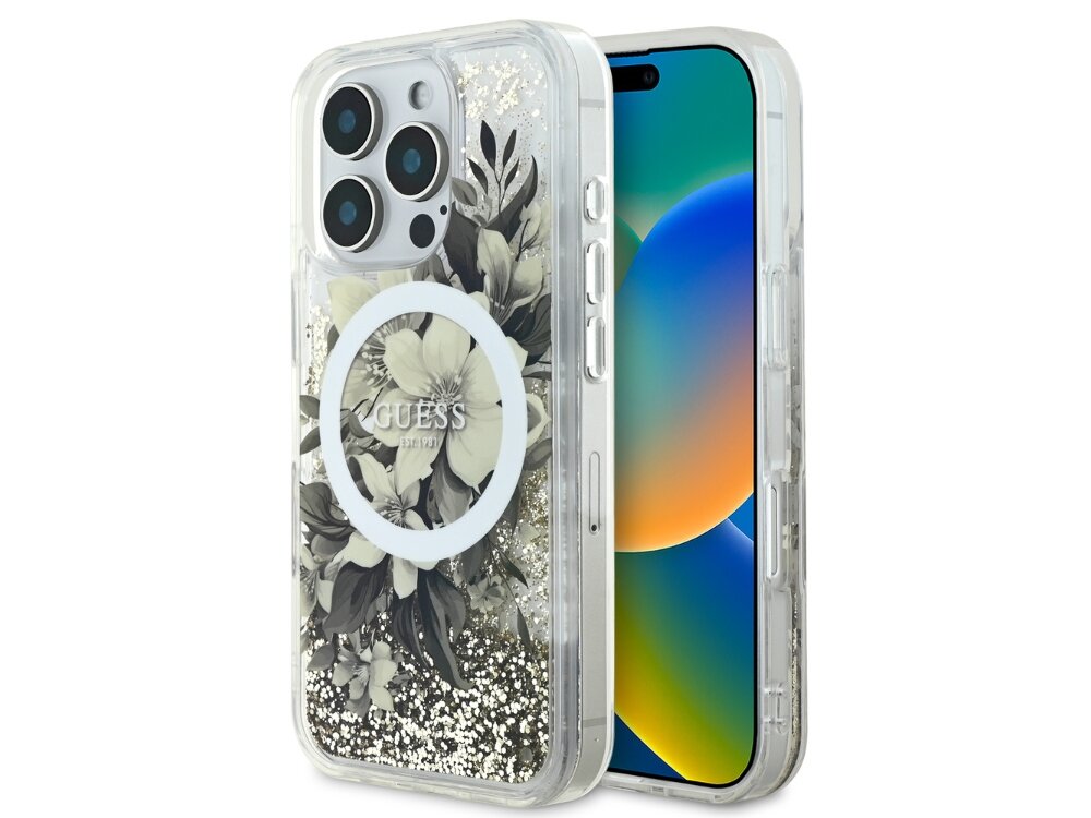 Etui GUESS Liquid Glitter Flower MagSafe
            etui case pokrowiec plecki