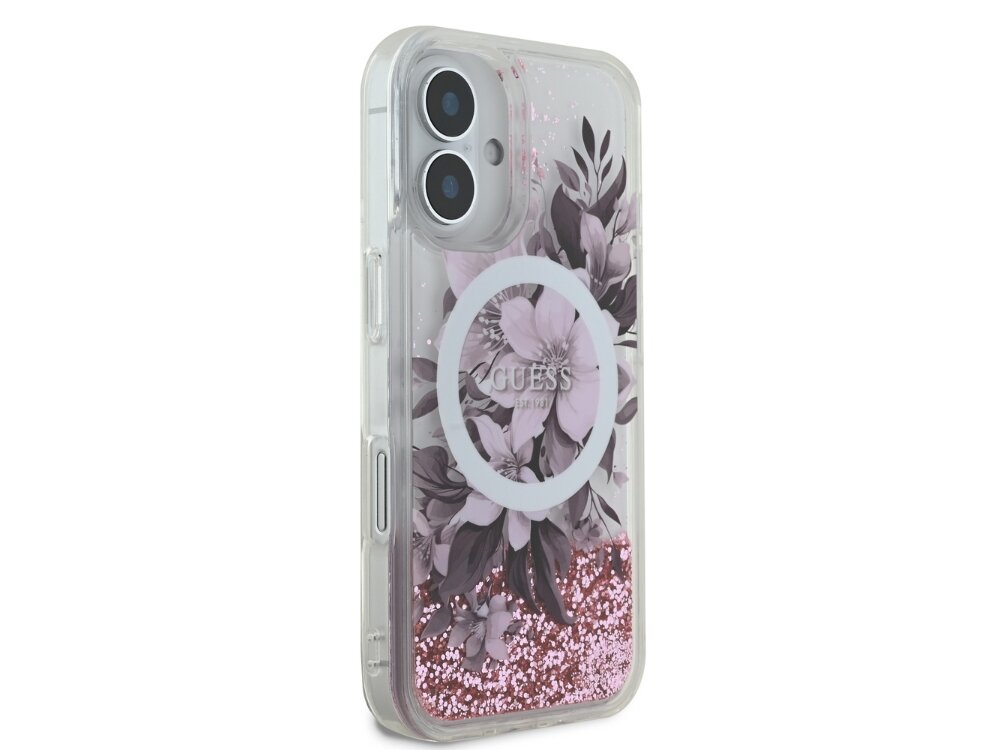Etui GUESS Liquid Glitter Flower MagSafe
            brokat kwiaty elegancja blask