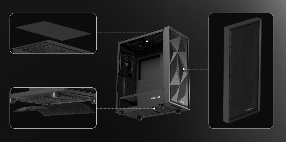KOMPUTER MAD DOG DIAXID605F-I06WB16 I5-14600KF 16GB 1TB RTX4070 DOS pięć wentylatorów Oxal 120 boczny panel ze szkła hartowanego magnetyczne filtry przedni panel mesh