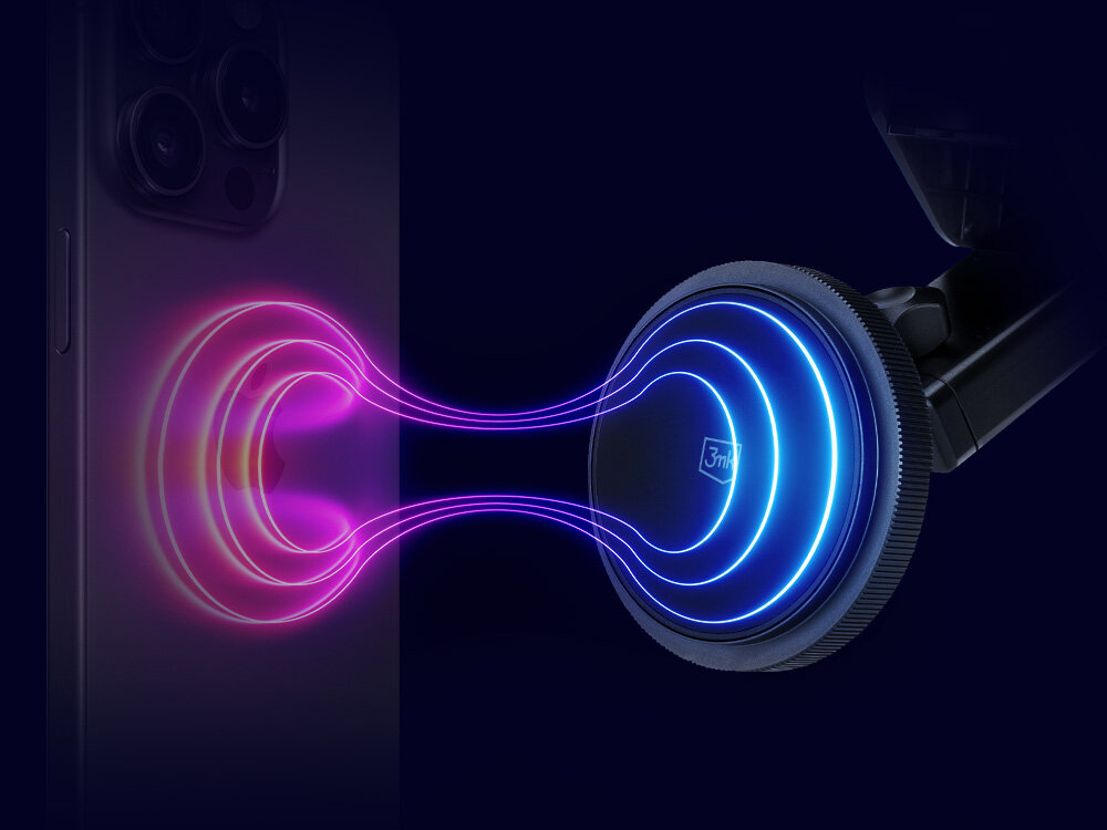 Uchwyt samochodowy z ładowarką indukcyjną 3MK Car MagCharger montaz mocowanie samochod konstrukcja