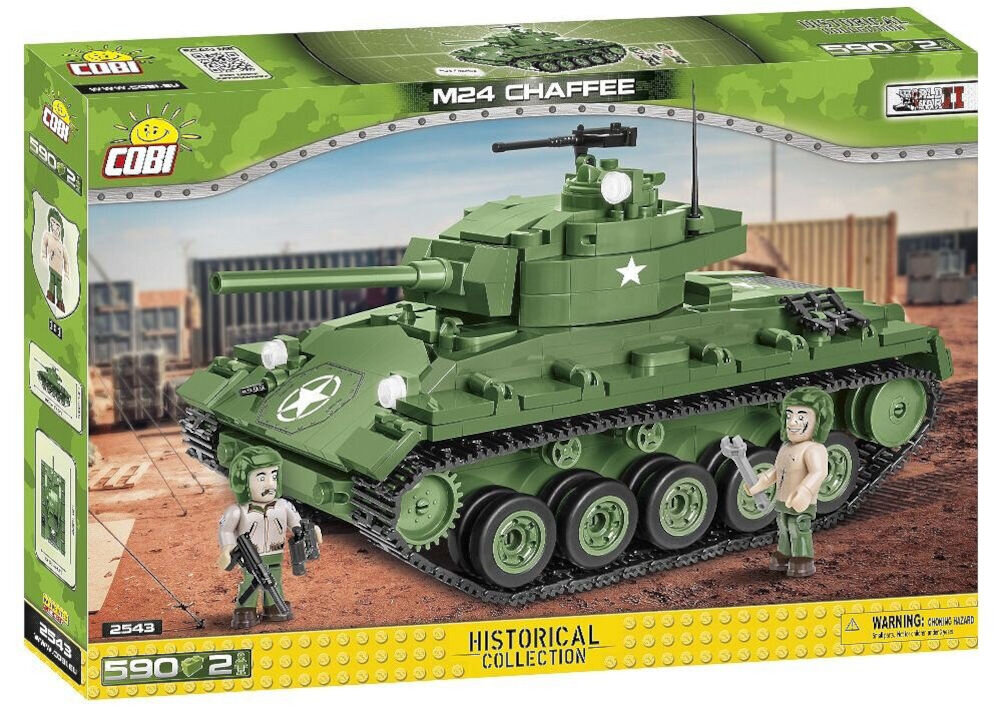 Klocki plastikowe COBI Historical Collection World War II M24 Chaffee COBI-2543 wysoka jakość bezpieczne w całości wytworzone w fabryce w Mielcu na Podkarpaciu