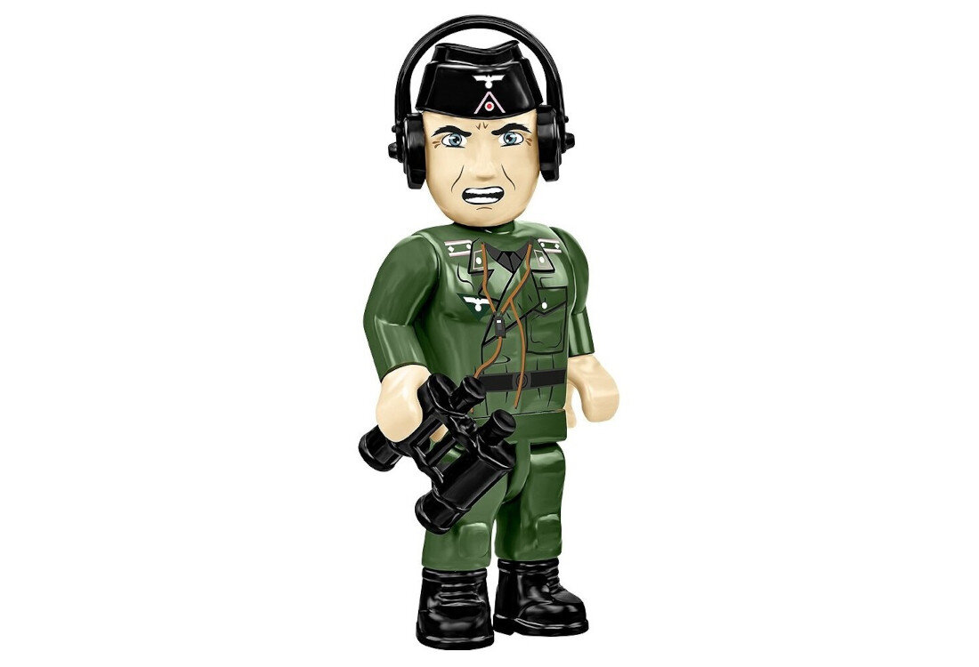 Klocki plastikowe COBI Historical Collection World War II PzKpfw IV Ausf. G COBI-2592 detale klockowy silnik Trakcja gąsienicowa figurka czołgisty w furażerce tabliczka nazwa pojazd