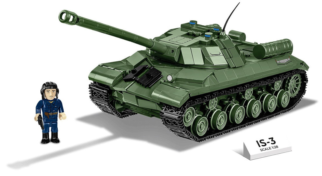 Klocki plastikowe COBI Historical Collection World War II IS-3 Soviet Heavy Tank COBI-2590 Potęga zwycięstwa nad Aliantami prezentacja czas waga armata silnik wysokoprężny W-11