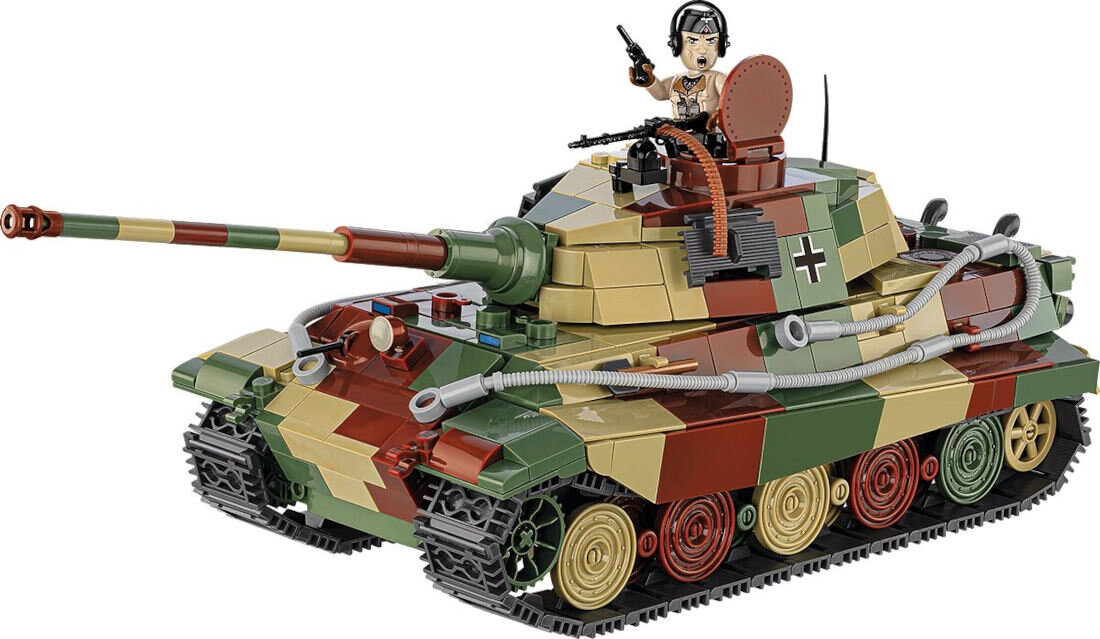 Klocki plastikowe COBI Historical Collection World War II Panzer VI Ausf. B Königstiger COBI-3113 Szczegółowe odwzorowanie ruchome koła trakcja gąsienicowa detale