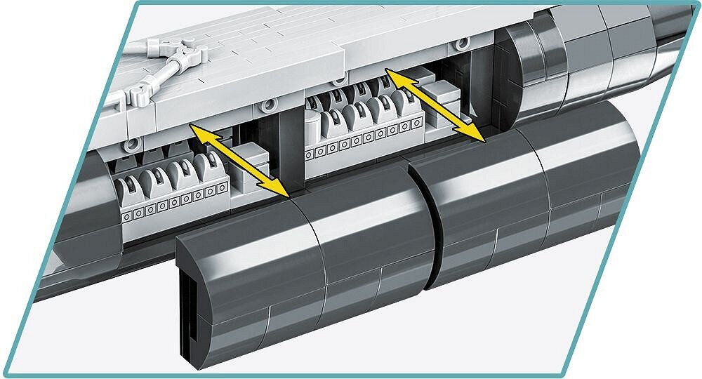 Klocki plastikowe COBI Historical Collection World War II USS Tang SS-306 COBI-4831 w całości zaprojektowany z polskich 
					klocków konstrukcyjnych COBI skala 1:144 777 elementów dodatek w postaci odczzepianego bocznego poszycia kadłuba
					klockowa imitacja silnika długość 66 cm